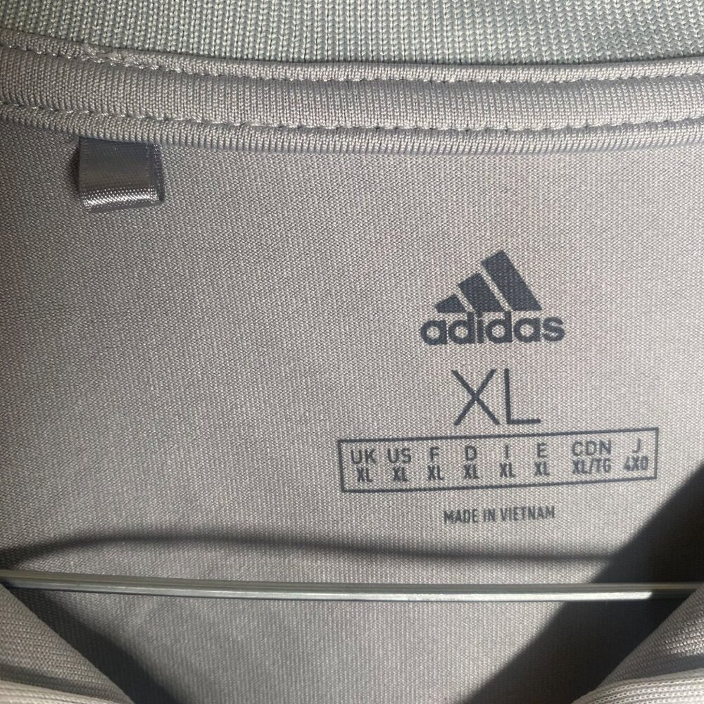 Adidas Mens XL Gray Long-Sleeve Polo Shirt With Zip Collar - Picture 2 of 7